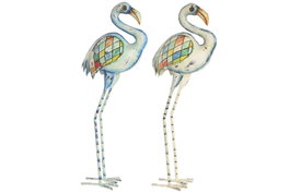 DKD Home Decor Figuras de Metal Surtido Azul y Blanco 65x26x16 cm