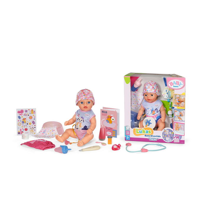 Zapf Creation Muñeca Baby Born Lena Cuidaditos 36 Cm 840467 con 6 Funciones y Accesorios