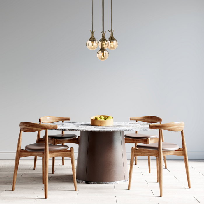 Opviq Lámpara de Araña AV-1766-4ET Metal y Cristal 100cm x 40cm 4xE27 Color Envejecido