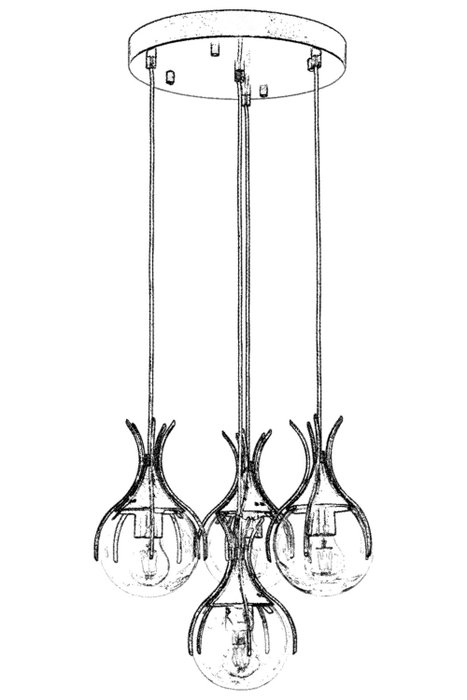 Opviq Lámpara de Araña AV-1766-4ET Metal y Cristal 100cm x 40cm 4xE27 Color Envejecido