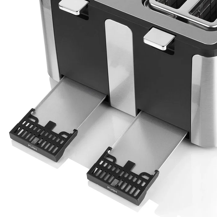 Hageo TO-17D.015A Tostadora para 4 Rebanadas, Acero Inoxidable, 1700W con 6 Niveles, Función Descongelar y Recalentar, Control Electrónico