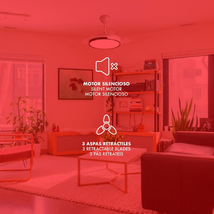 AVANT Ventilador de Techo 36" Aspas Retráctiles - Motor 30W, LED 36W - 3 Velocidades - Control por App