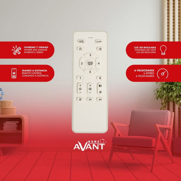 AVANT Ventilador de Techo 36" Aspas Retráctiles - Motor 30W, LED 36W - 3 Velocidades - Control por App
