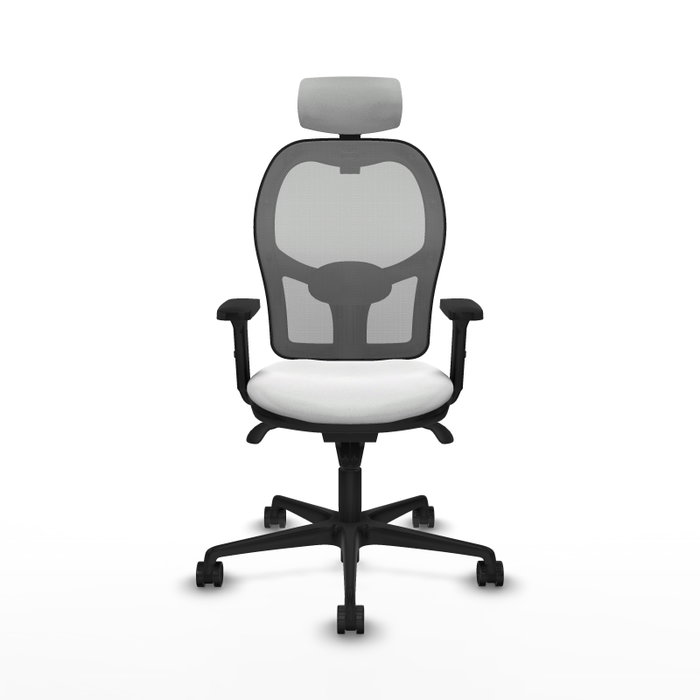 PIQUERAS Y CRESPO Silla de oficina Jorquera con mecanismo sincro, tela blanca y malla gris