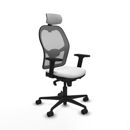 PIQUERAS Y CRESPO Silla de oficina Jorquera con mecanismo sincro, tela blanca y malla gris