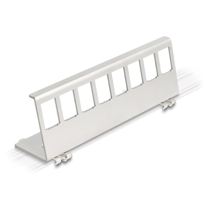 DeLOCK 90657 Soporte Keystone de 8 puertos para riel DIN en acero inoxidable gris