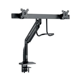 HAGOR 8703 Brazo de Soporte de Doble Monitor Negro, Carga 10 kg, Monitores de 43.2 cm (17") a 81.3 cm (32"), Gas Lift, Abrazadera de Escritorio VESA 100x100 mm