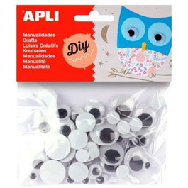 APLI Ojos Móviles Redondos Negros - Bolsa de 75 (Set de 5)