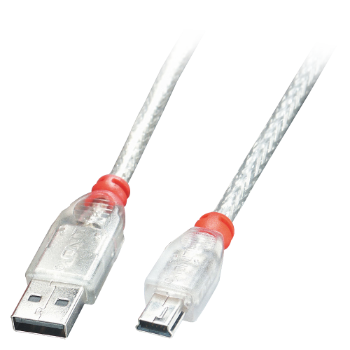 Lindy Cable USB 2.0 USB A a Mini-USB B 0,2 m Transparente