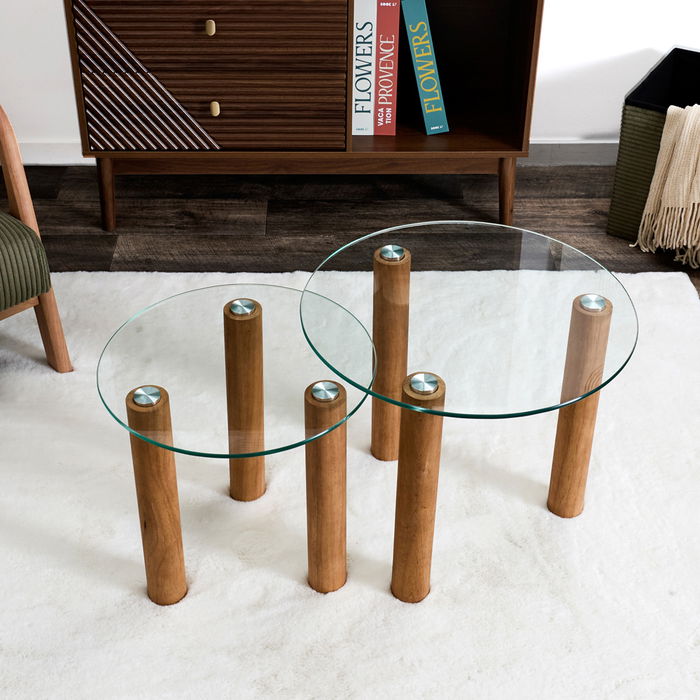 Home Deco Factory Juego 2 Mesas Nido Vidrio Cristal Cocooning Home Deco Factory Juego 2 Mesas Nido Vidrio Cristal Cocooning