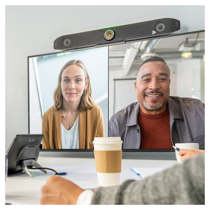 HP Poly Studio X52 GSA/TAA Sistema de Videoconferencia para Grupo 4K Ultra HD 60 fps, Cámara 20 MP, Zoom 5x, Altavoces, Micrófonos, HDMI, USB, Ethernet - Negro
