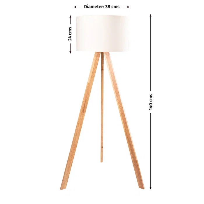 Lámpara de Suelo Trípode Madera "Pyongyang" [OPV-780SGN2420] Diseño Nórdico Rústico