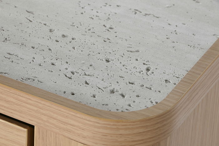 DKD Home Decor Tavertine top Cómoda 6 Cajones Estilo Moderno Gris Claro Natural Marmol Mdf 120x40x80 cm