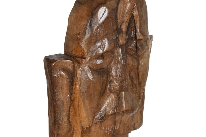 DKD Home Decor Escultura Teca Tallada Marrón 28x20x137 cm
