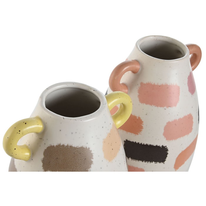 DKD Home Decor Set de 2 Jarrones de Dolomita Pincelada Multicolor 17x17x35 cm
