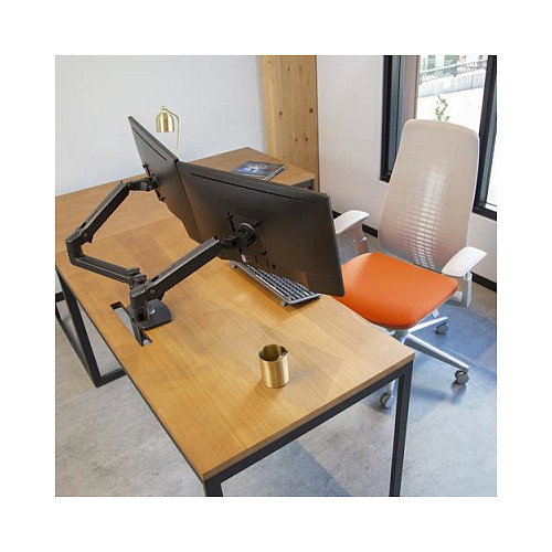 Ergotron LX Series 45-245-224 Soporte Dual para 2 Pantallas, Brazo Articulado, 18.1 kg Capacidad, 27", Ajuste de Altura, VESA 100x100, Montaje en Mesa, Negro
