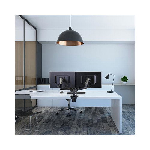 Ergotron LX Series 45-245-224 Soporte Dual para 2 Pantallas, Brazo Articulado, 18.1 kg Capacidad, 27", Ajuste de Altura, VESA 100x100, Montaje en Mesa, Negro