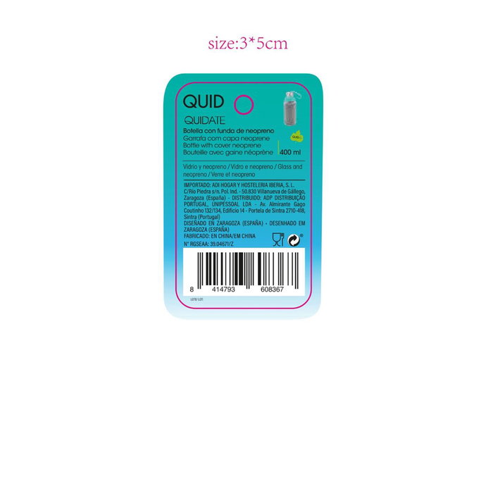Botella Transporte Vidrio con Funda Neop Quidate Quid 0,40 L (24 Unidades) Botella Transporte Vidrio con Funda Neop Quidate Quid 0,40 L (24 Unidades)