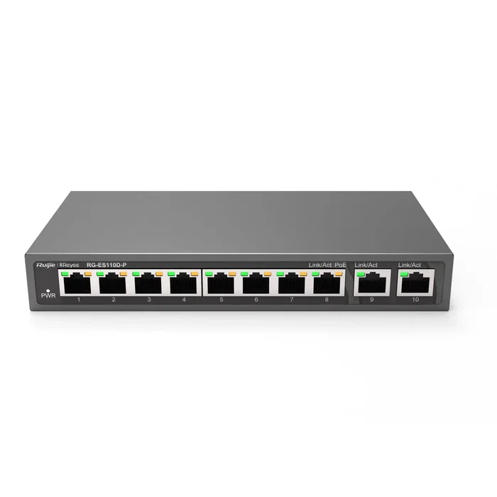 Ruijie Networks RG-ES110D-P Switch No Administrado con 8 Puertos PoE+