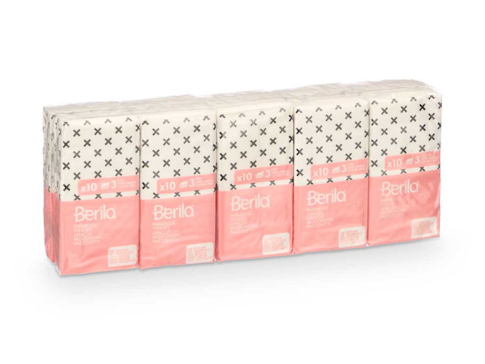 Berilo Set 10 Paquetes 10 Pañuelos 3 Capas Estampado Multicolor 26 x 10 x 5 cm (Set de 24)
