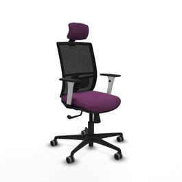 PIQUERAS Y CRESPO Silla de oficina Yunquera con mecanismo Sincro, Morado y Negro