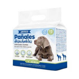 Nayeco Pañal para Perro Macho Talla S (30-40 cm), 12 unidades