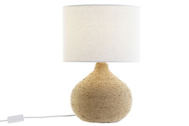 DKD Home Decor Lámpara de Sobremesa Cuerda Gres Marrón y Beige