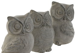 DKD Home Decor Figura Búho Cemento Gris 9 x 14 x 10 cm (3 Unidades)