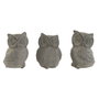 DKD Home Decor Set de 3 Figuras de Búho en Cemento con Acabado Desgastado