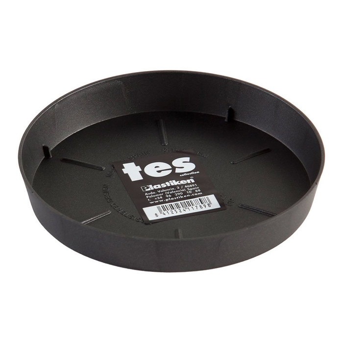 Plastiken Plato para Maceta Ø 14 cm de Inyección en Polipropileno, Color Antracita - Modelo Tes Plastiken Plato para Maceta Ø 14 cm de Inyección en Polipropileno, Color Antracita - Modelo Tes