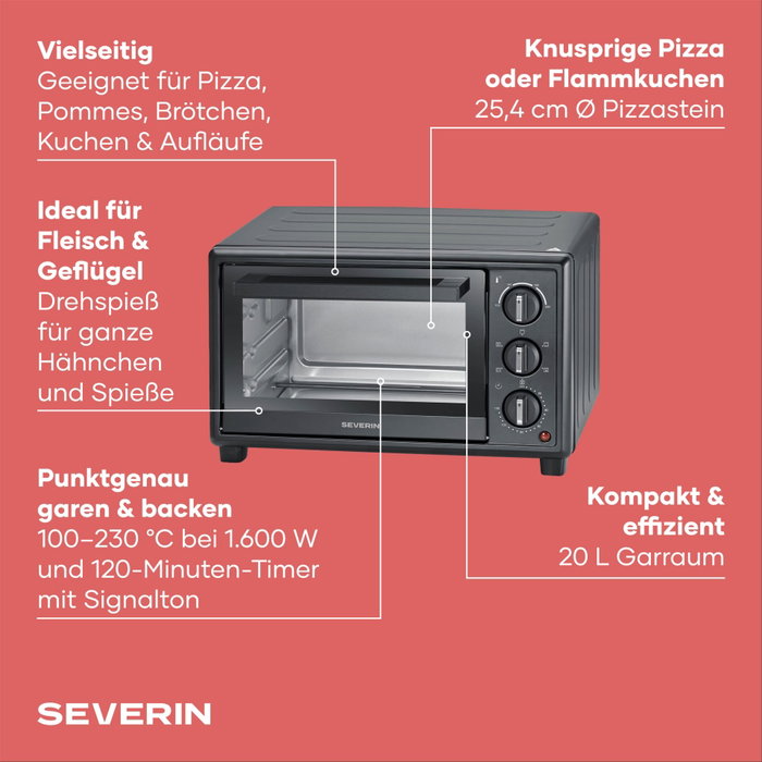 Severin TO 2079 Horno de hornear y tostar con rosticería Severin TO 2079 Horno de hornear y tostar con rosticería