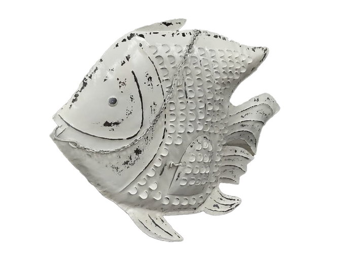DKD Home Decor Decoración Metal Pez Decapé Blanco