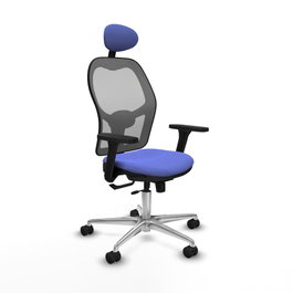 PIQUERAS Y CRESPO Silla de oficina Jorquera con mecanismo Sincro/Traslack, Azul claro y Gris