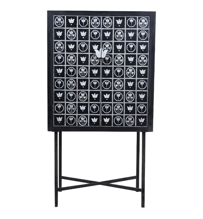 DKD Home Decor Bone 23 Mueble Bar Bicolor Negro 80 x 40 x 153 cm