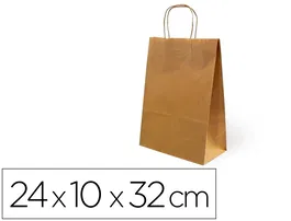 Blanca Bolsa kraft basika natural reciclado 90 gr asa retorcida 240x100x320 mm