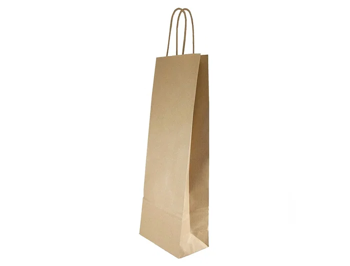 Blanca Bolsa kraft basika natural reciclado 90 gr asa retorcida 240x100x320 mm