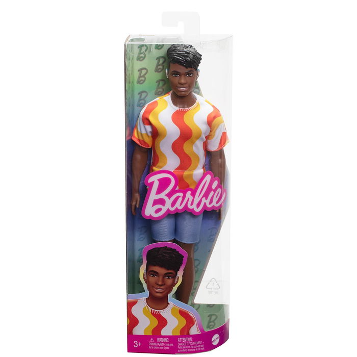 Barbie Muñeco Ken Fashionista Audífonos HRH23 Mattel con Conjunto Naranja y Azul