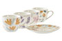 DKD Home Decor Conjunto de Taza y Plato de Porcelana Flores Shengda Multicolor