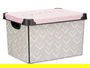Kipit Caja Plástico 22L Vibes Con Asa 30x23.5x40 cm Estampado Gris Rosa (Set de 12)