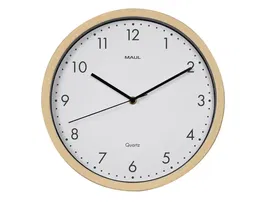 Maul Reloj Pared Cuarzo 30 cm Marco Madera Natural Clara