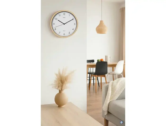 Maul Reloj Pared Cuarzo 30 cm Marco Madera Natural Clara