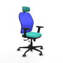 PIQUERAS Y CRESPO Silla de oficina Jorquera con mecanismo Sincro/Traslack, Turquesa y Azul