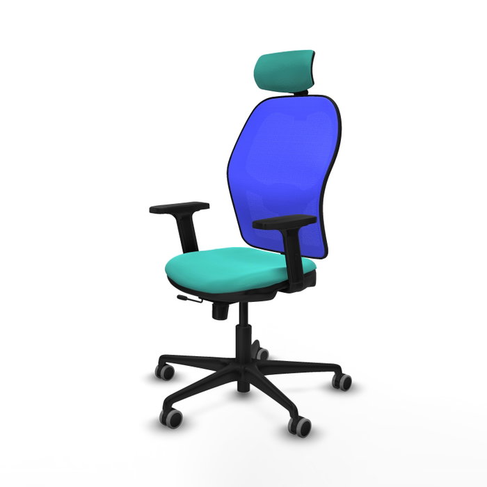 PIQUERAS Y CRESPO Silla de oficina Jorquera con mecanismo Sincro/Traslack, Turquesa y Azul