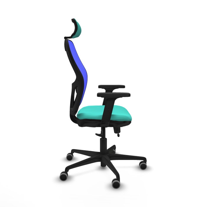 PIQUERAS Y CRESPO Silla de oficina Jorquera con mecanismo Sincro/Traslack, Turquesa y Azul