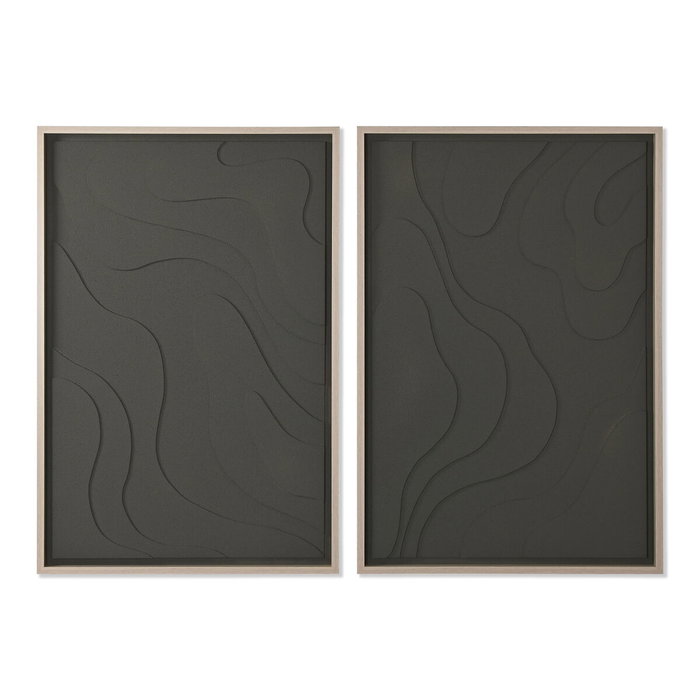 DKD Home Decor Cuadro Abstracto 3D Pack de 2 (Gris oscuro y Beige) DKD Home Decor Cuadro Abstracto 3D Pack de 2 (Gris oscuro y Beige)