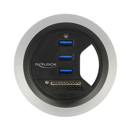 DELOCK Tisch-Hub con 3 Puertos USB 3.0 y Lector de Tarjetas SD de 2 Ranuras | 62869