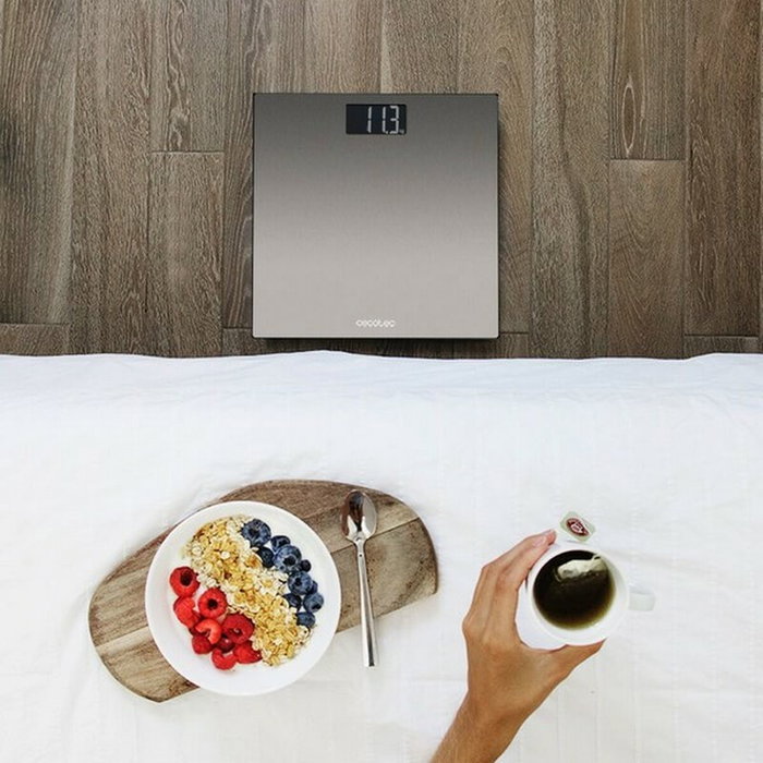 Cecotec Surface Precision 9200 Healthy Báscula de Baño Digital, Plataforma de Acero Inoxidable 300x300 mm, 180 kg, 4 Sensores, LCD, Incluye Cinta Métrica