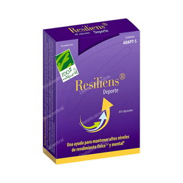 CIEN POR CIEN NATURAL Resiliens Deporte 30Cap. Fórmula Patentada ADAPT-S con Esquisandra, Rodiola, Eleuterococo y Vitamina B5 para Rendimiento Físico y Mental
