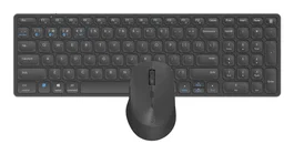 Rapoo 9700M Conjunto Teclado y Ratón Inalámbrico Bluetooth 5.0 y 2.4GHz Ultradelgado con Base Aluminio, 1600 DPI, Recargable, Compatible con Windows y Mac, Negro