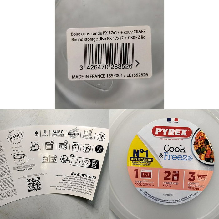 Pyrex® Recipiente Redondo Cook & Freeze 1,6L Blanco